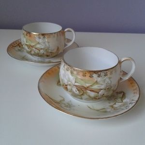 X2 Antique Tea/ Espresso Cup Floral